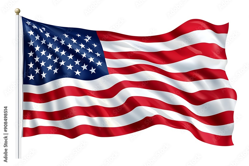 3d illustration flag of America. America flag waving isolated on white background with clipping path. 3d illustration flag of America. America flag waving isolated on white background with clipping path.