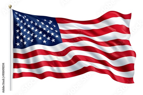 Wallpaper Mural 3d illustration flag of America. America flag waving isolated on white background with clipping path. Torontodigital.ca