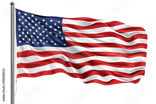 Wallpaper Mural 3d illustration flag of America. America flag waving isolated on white background with clipping path. Torontodigital.ca