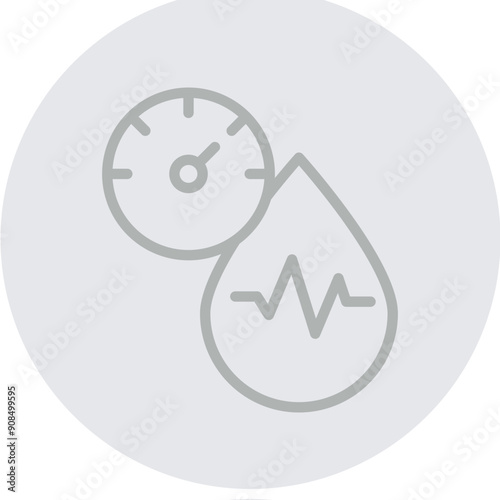 Blood Pressure Gauge Vector Line Grey Circle Grey