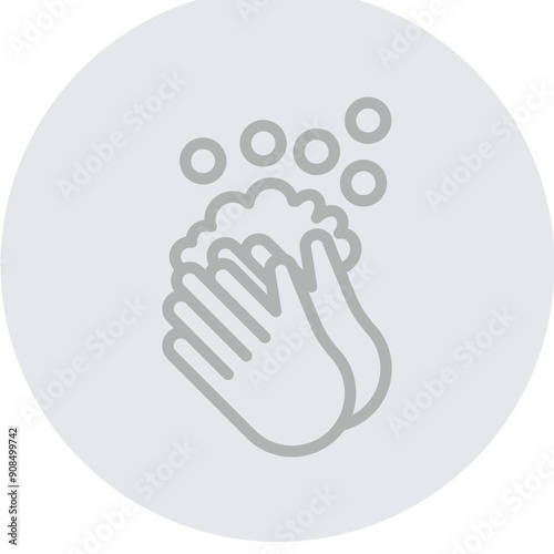 Handwash Vector Line Grey Circle Grey