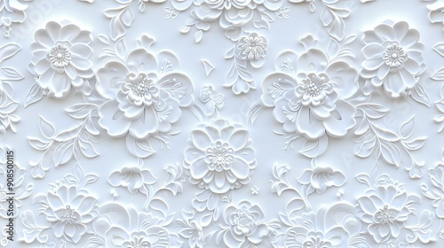 White 3D floral pattern.