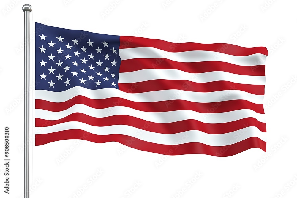 3d illustration flag of America. America flag waving isolated on white background with clipping path. 3d illustration flag of America. America flag waving isolated on white background with clipping path.
