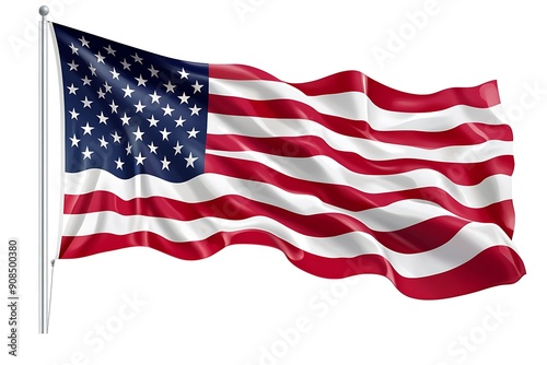 Wallpaper Mural 3d illustration flag of America. America flag waving isolated on white background with clipping path. Torontodigital.ca