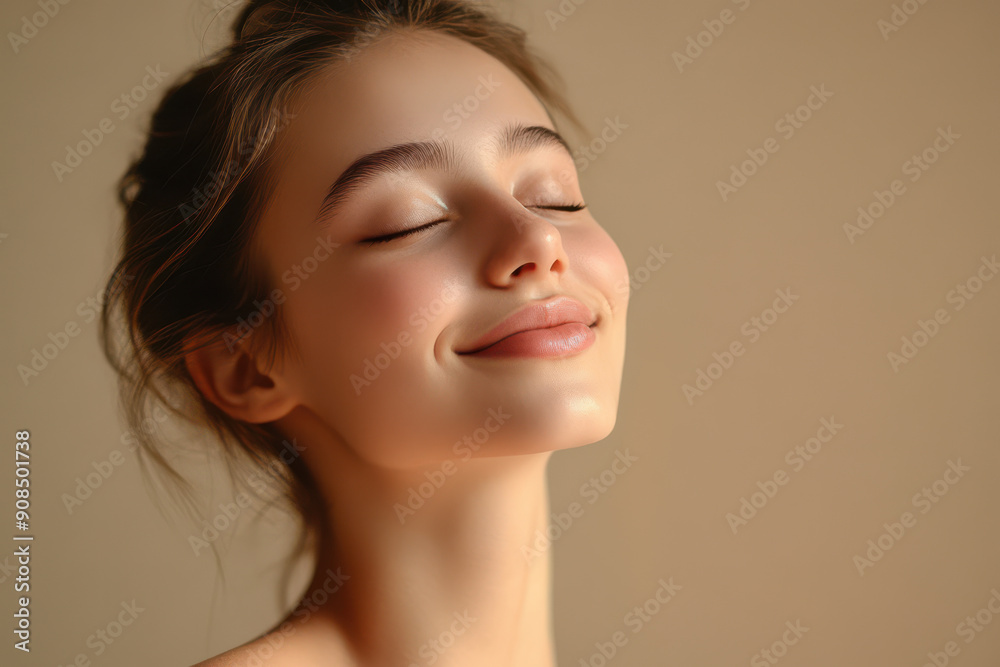 A close up of a girl's face with her eyes closed A close up of a girl's face with her eyes closed