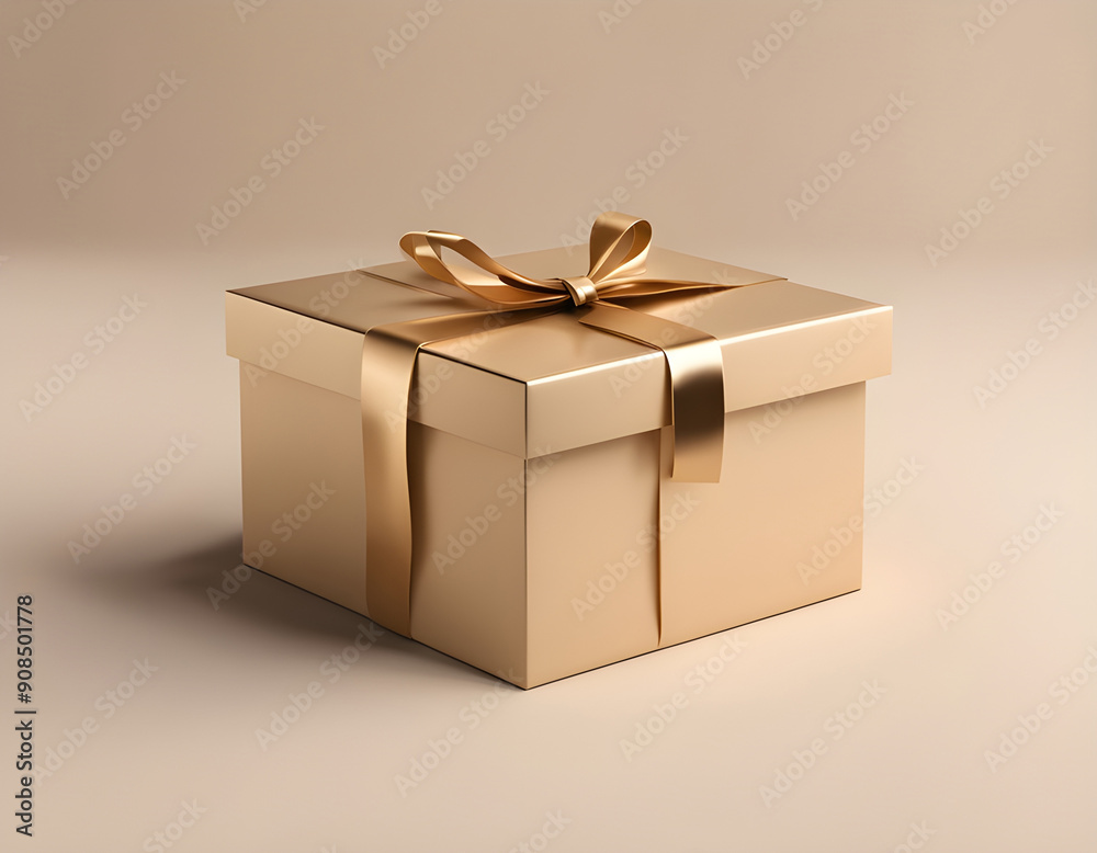 Golden unopened gift box background Golden unopened gift box background