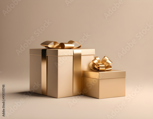 Golden unopened gift box background