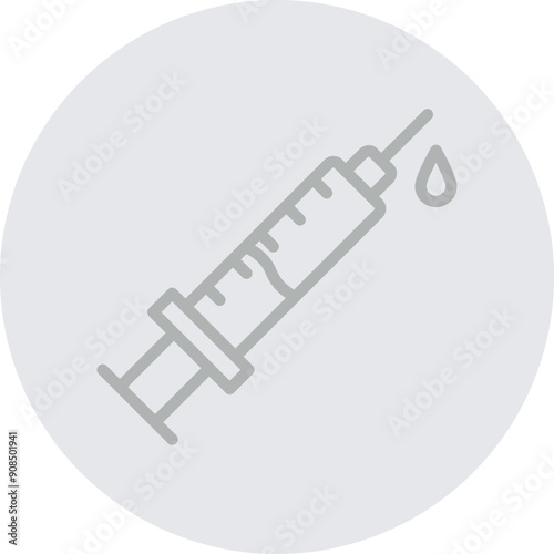 Syringe Vector Line Grey Circle Grey