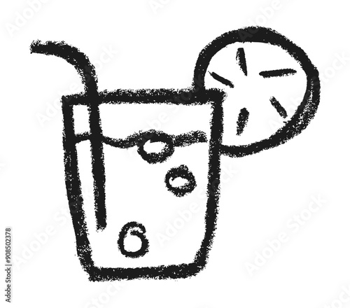 Cocktail Icon Crayon Chalk Drawing