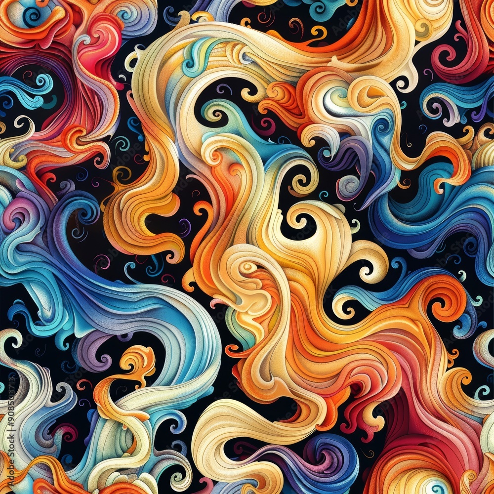 Abstract Swirling Design in Vivid Hues Abstract Swirling Design in Vivid Hues