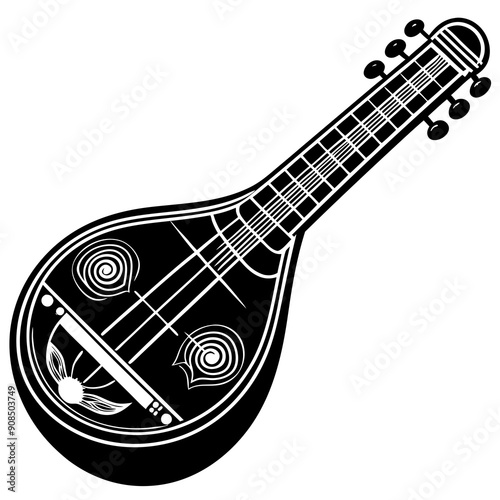 Veena unstrument  white background vector illustration