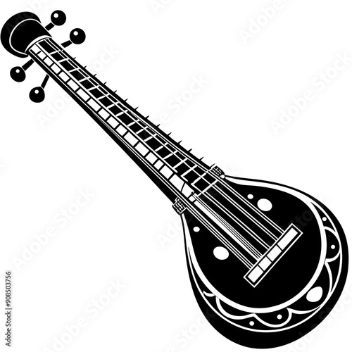 Veena unstrument  white background vector illustration