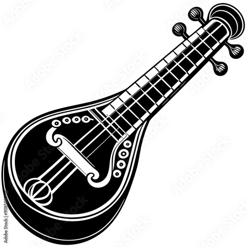 Veena unstrument  white background vector illustration