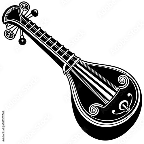 Veena unstrument  white background vector illustration