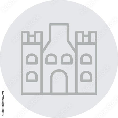 Castle Vector Line Grey Circle Grey