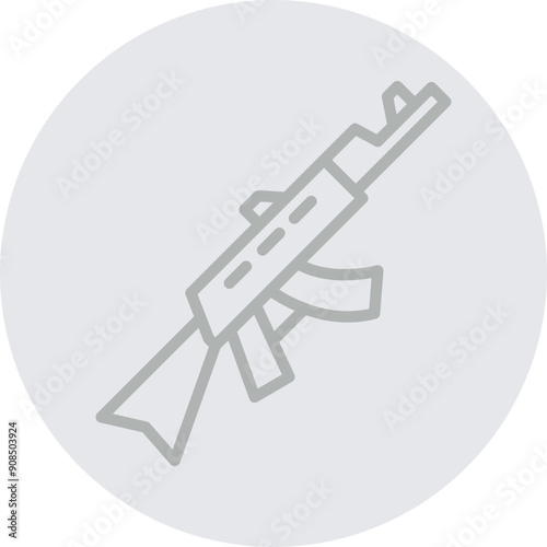 Gun Vector Line Grey Circle Grey