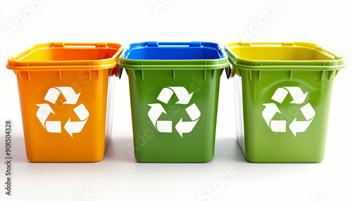 Multicolor Recycling Bins, 3D illustration