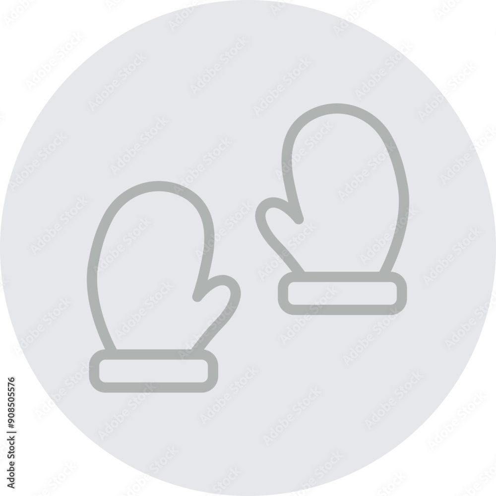 Mitten Vector Line Grey Circle Grey Mitten Vector Line Grey Circle Grey