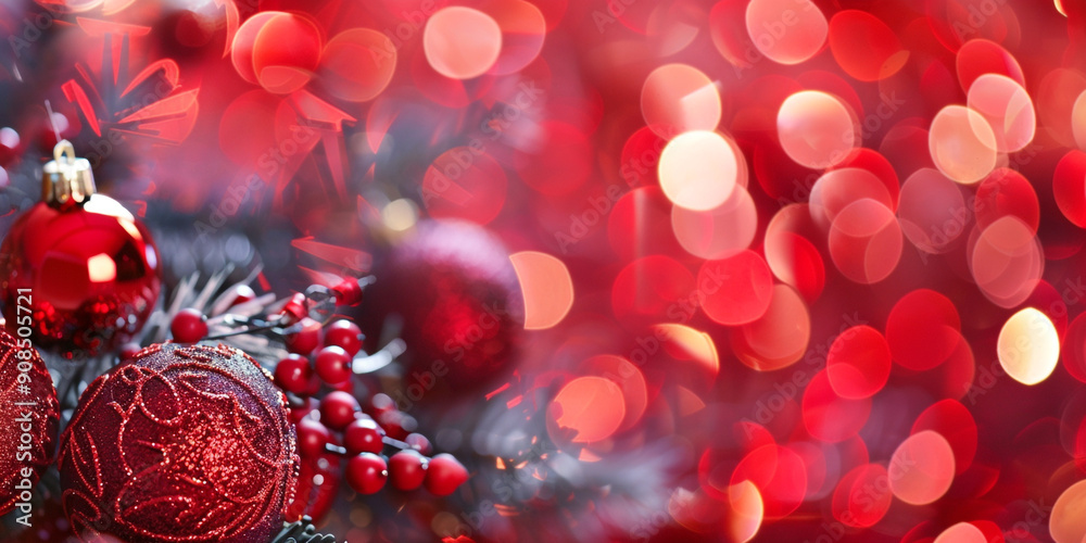 Red Christmas background. A place for the text. Glare, sideways. Red Christmas background. A place for the text. Glare, sideways.