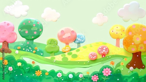 Flower Field Cartoon Backgrounds for Springtime Joy