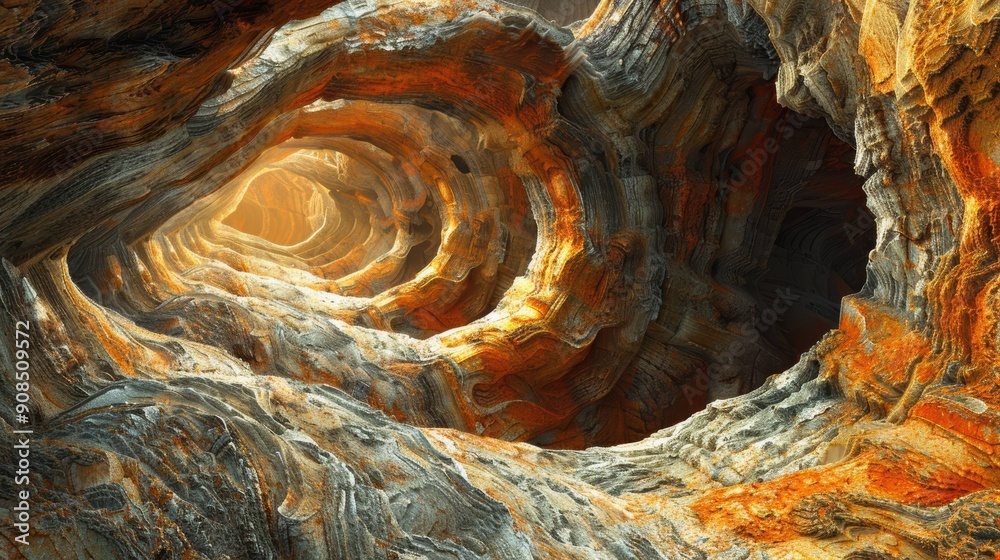 Curved Cave Formation with Brown and Orange Rock Curved Cave Formation with Brown and Orange Rock