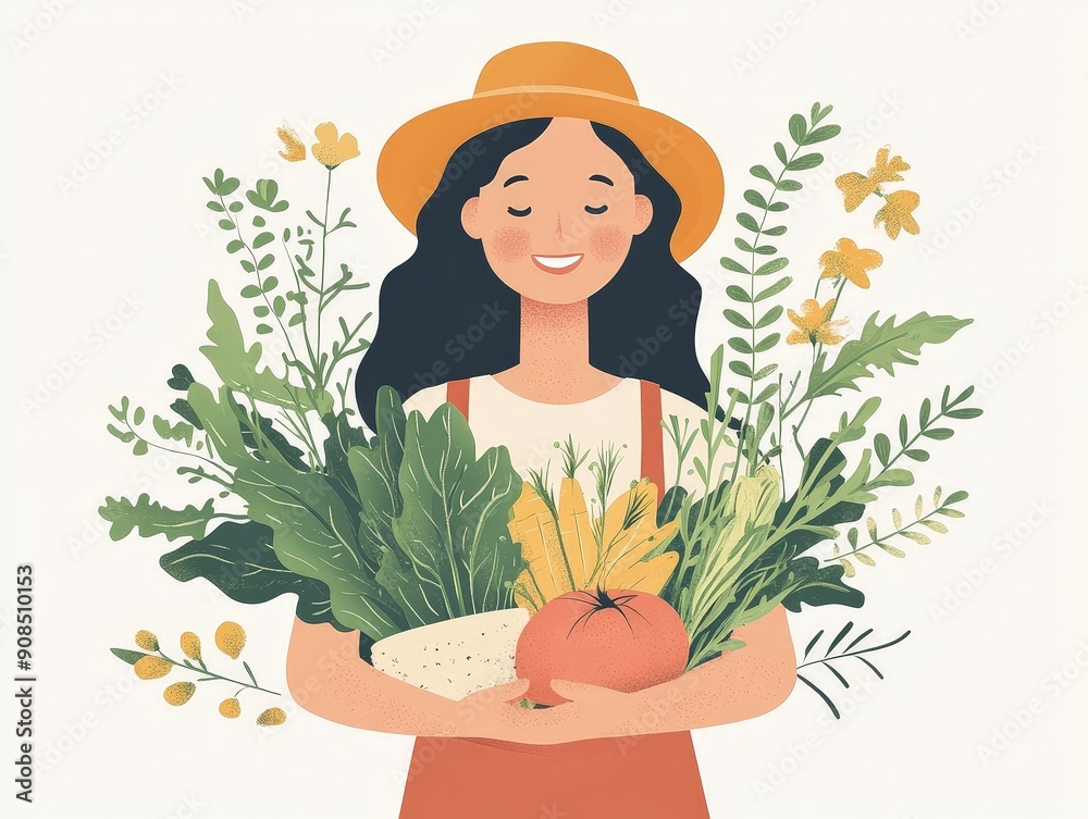 Embracing Conscious Living Through Local and Organic Food | Minimalist Flat Vector Illustration Embracing Conscious Living Through Local and Organic Food | Minimalist Flat Vector Illustration