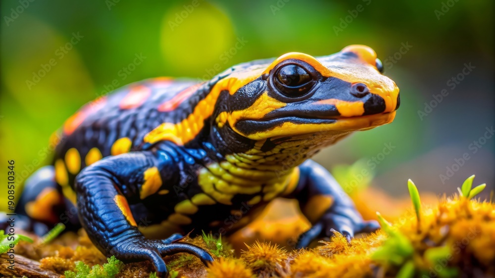 Fototapeta premium Colorful Fire Salamander Close Up.