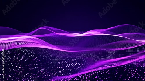 Futuristic purple digital waves undulating across a cybernetic landscape
