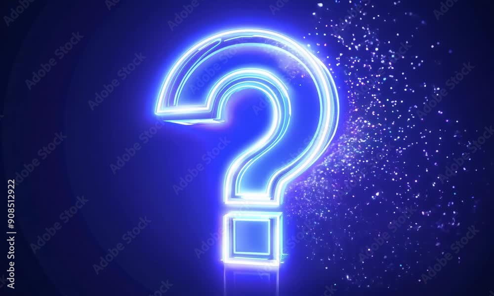 Neon Blue Question Mark, Inquiry and Enigma Neon Blue Question Mark, Inquiry and Enigma