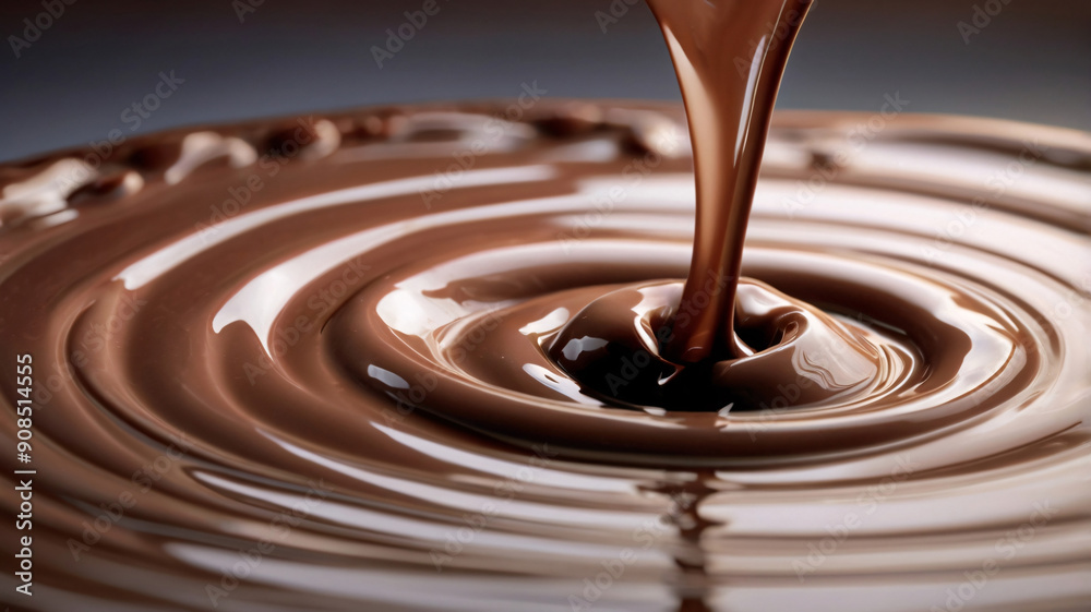 The Sensuous Flow of Rich, Creamy Chocolate Cascading into a Swirling Pool The Sensuous Flow of Rich, Creamy Chocolate Cascading into a Swirling Pool