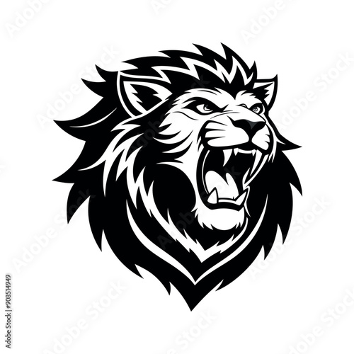 Wallpaper Mural a male lion shouting and an icon with aggressive face Torontodigital.ca