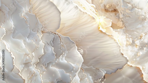 Abstract white and beige stone texture with golden accents and intricate layered patterns, 3d texture luxury background