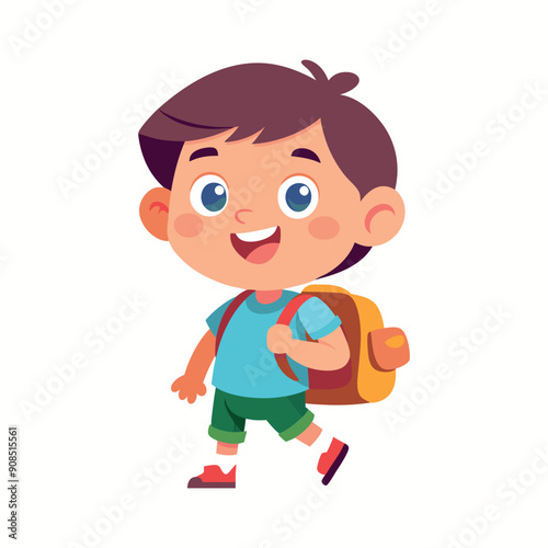 School kid going their school very happily