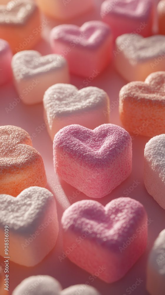 Obraz premium Bright pastel marshmallows close-up