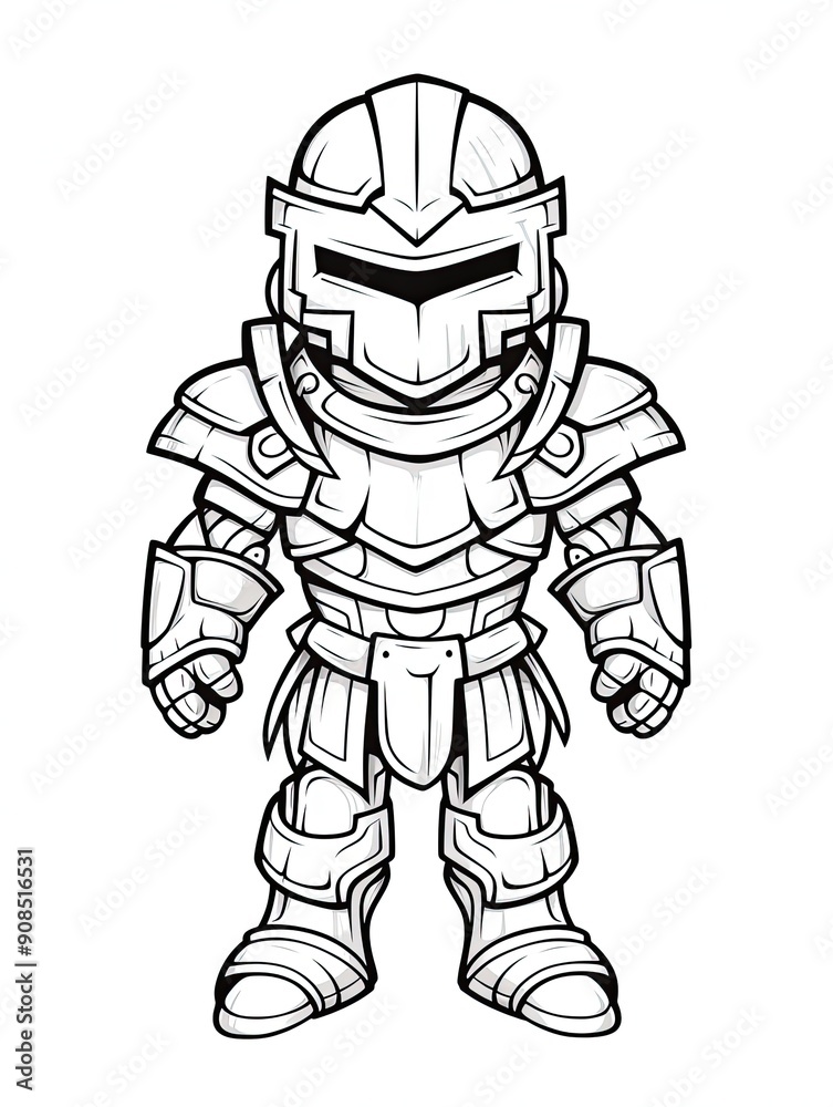 Fototapeta premium Coloring page for kids, medieval knight
