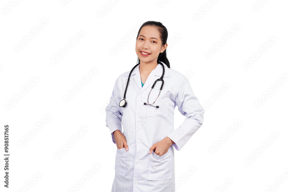 Female doctor smiling isolated transparent Female doctor smiling isolated transparent