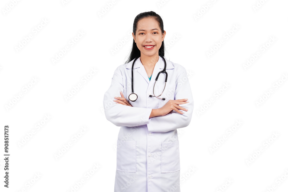 Female doctor smiling isolated transparent