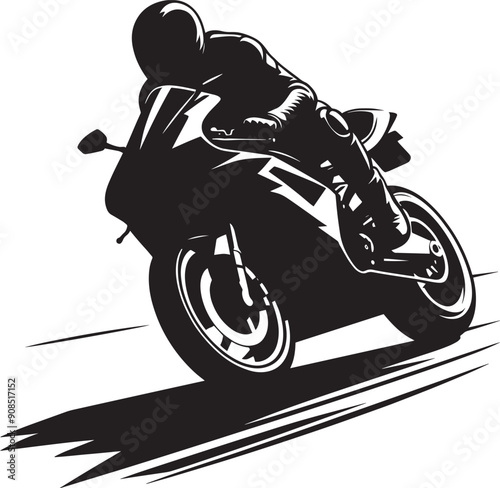 A person riding a motorbike silhouette flat vector illustration isolated on a white background
