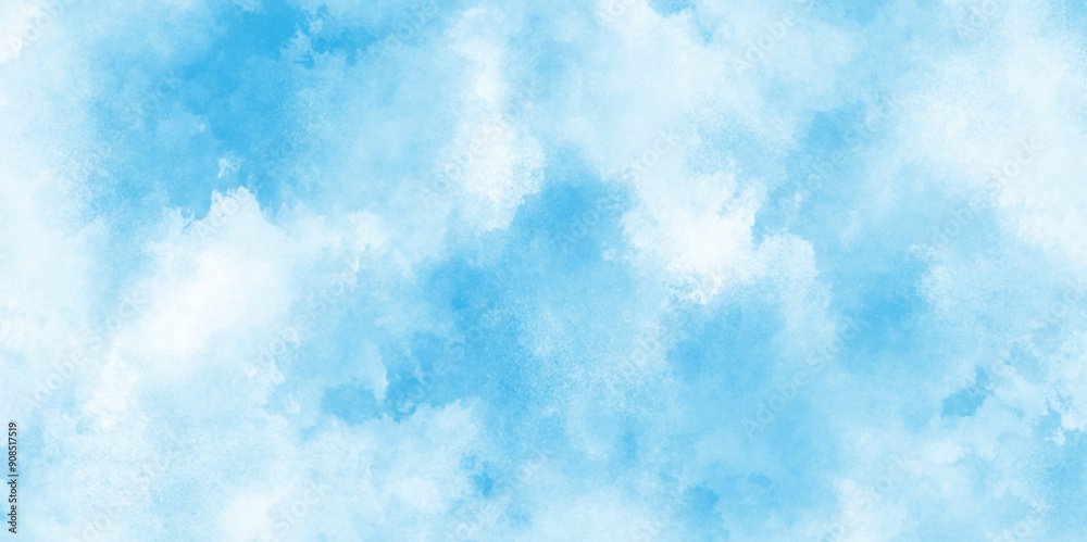 Hand painted abstract soft sky blue watercolor sky and clouds, Watercolor illustration art marble painting sky, soft light blue abstract gradient sky watercolor background wallpaper with clouds.	