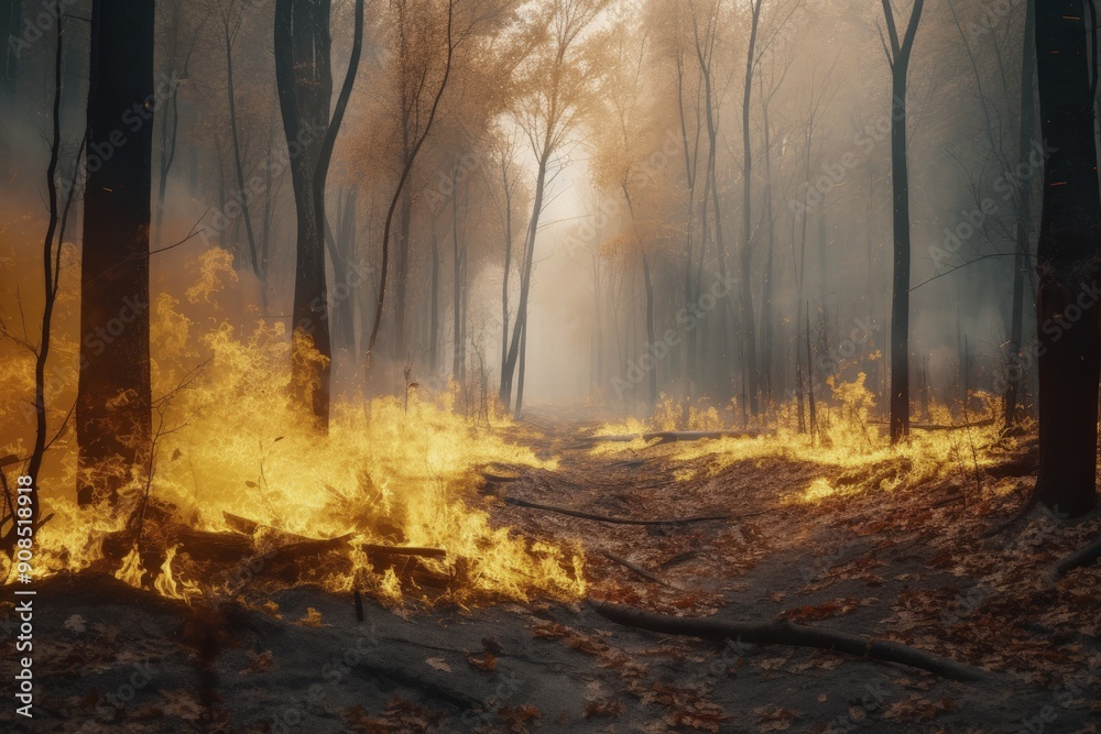 Concept image climate change forest fires Concept image climate change forest fires