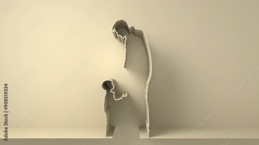 Happy parent talking with son. Father and child. Bonding relationship concept. Parenthood and adoption. Fathers Day animation Happy parent talking with son. Father and child. Bonding relationship concept. Parenthood and adoption. Fathers Day animation
