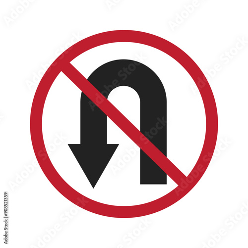 Free Download Isolated prohibition U Turn traffic sign, left U-turn driving is no allowed - GFXLoad