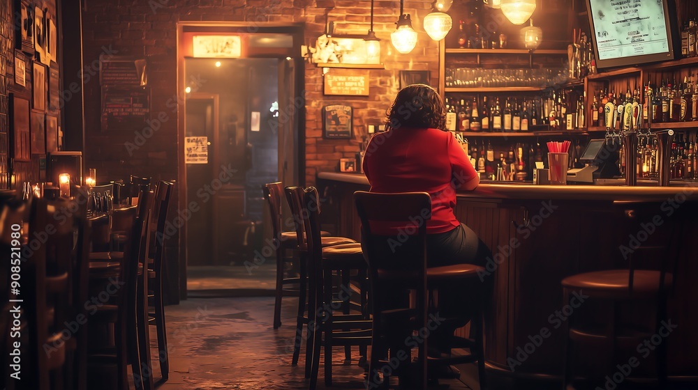 Woman Sitting Alone at a Bar Woman Sitting Alone at a Bar