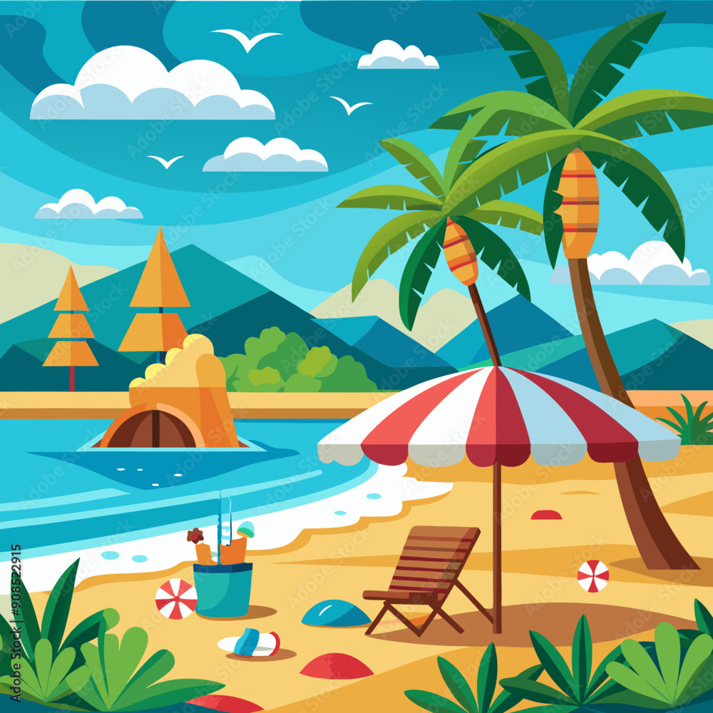 Obraz premium beach side vector illustration