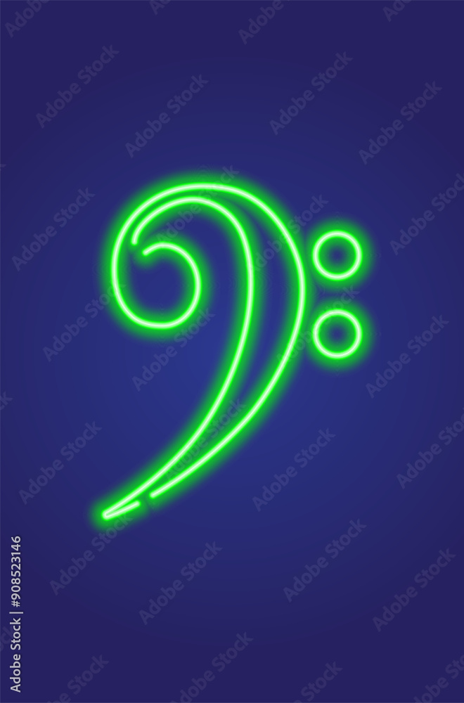 Neon glowing icon of green musical note. Vector illustration of music note consisting of neon outlines. Music concept illustration for logo, poster, flyer or banner design. Neon glowing icon of green musical note. Vector illustration of music note consisting of neon outlines. Music concept illustration for logo, poster, flyer or banner design.