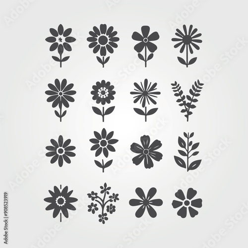 Flat vector trees set. Tree icons are set in a modern flat style.