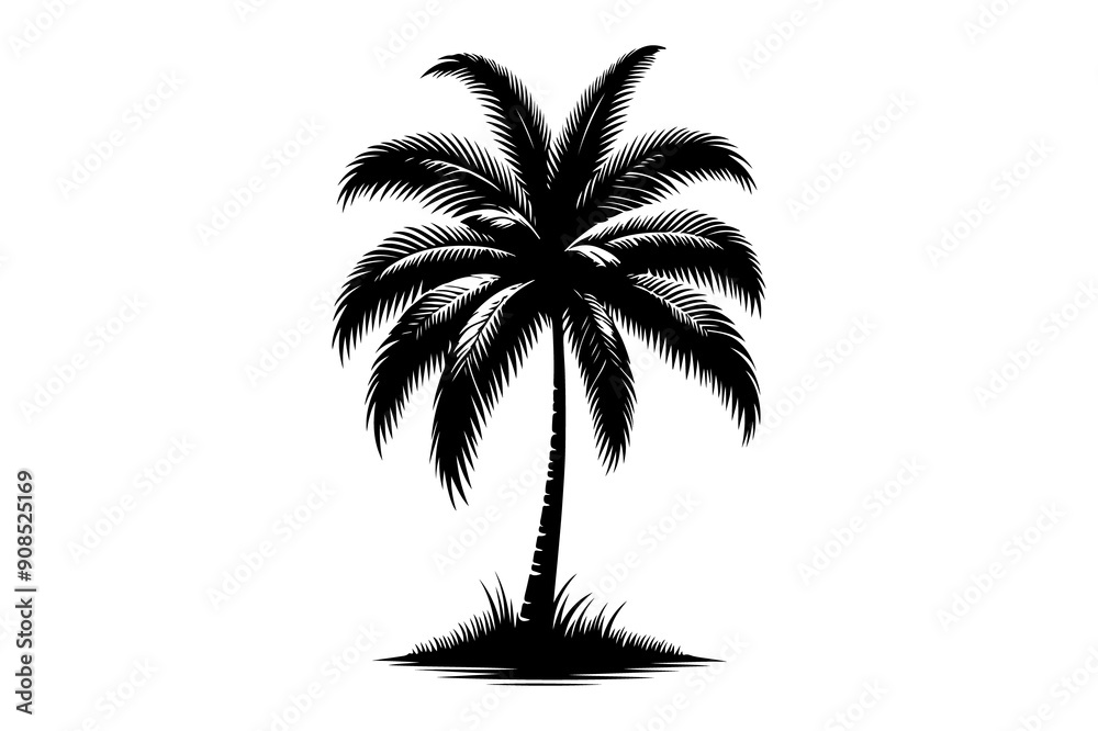 palm tree silhouette vector illustration - Generative AI palm tree silhouette vector illustration - Generative AI