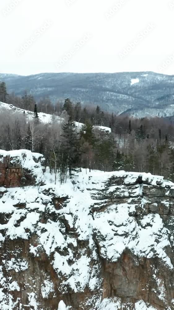 Aerial view of beautiful snow forrest during winter Aerial view of beautiful snow forrest during winter