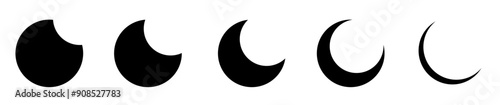 moon crescent icons set