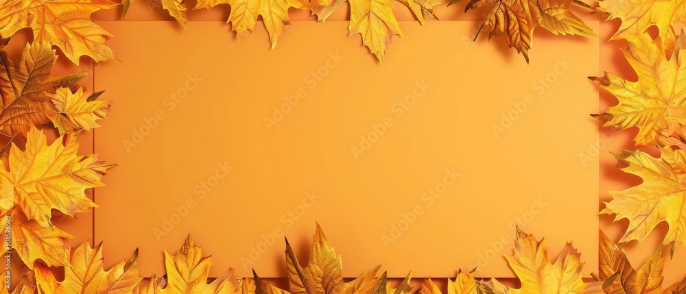 Luxury autumn poster template with warm, rich colors and falling leaves icons on the sides Luxury autumn poster template with warm, rich colors and falling leaves icons on the sides